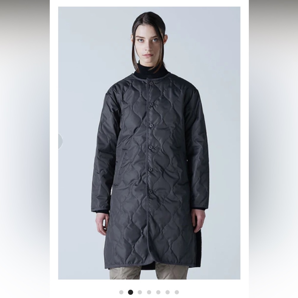 Black TAION quilted long down coat S